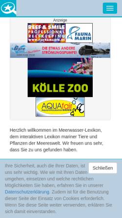 Vorschau der mobilen Webseite www.meerwasser-lexikon.de, Meerwasser-Lexikon
