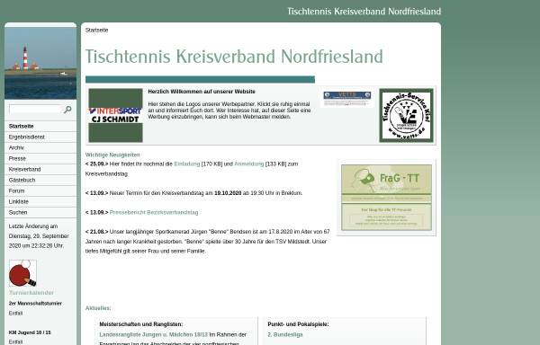 Vorschau von www.tischtennis-nf.de, TTVSH Kreis Nordfriesland