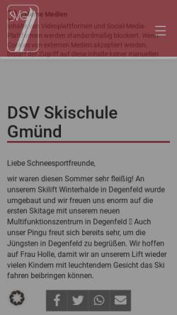 Vorschau der mobilen Webseite www.skischule-gmuend.de, Ski- und Snowboardschule Kaltes Feld
