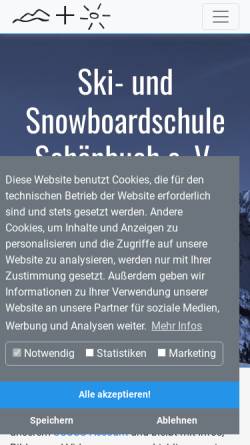 Vorschau der mobilen Webseite www.susss.de, Ski- und Snowboardschule Schönbuch e.V.