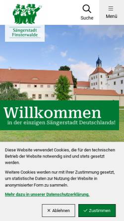 Vorschau der mobilen Webseite www.finsterwalde.de, Stadt Finsterwalde