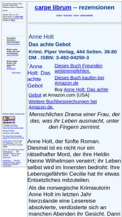 Vorschau der mobilen Webseite rezensionen.literaturwelt.de, Anne Holt: Das achte Gebot