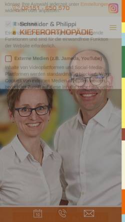 Vorschau der mobilen Webseite www.dr-schneider-krefeld.de, Dr. med. dent. Dominik Schneider