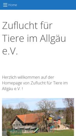 Vorschau der mobilen Webseite www.zuflucht-fuer-tiere.de, Zuflucht für Tiere im Allgäu e.V.