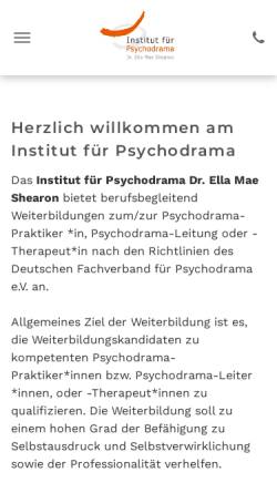 Vorschau der mobilen Webseite www.psychodrama-ems.de, Institut für Psychodrama Dr. Ella Mae Shearon