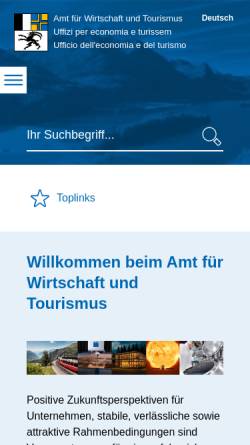 Vorschau der mobilen Webseite www.awt.gr.ch, Amt für Wirtschaft und Tourismus Graubünden