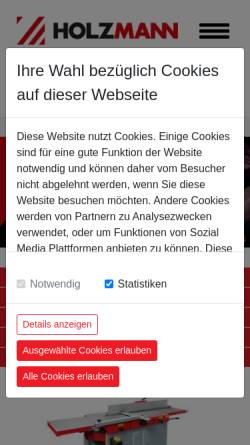 Vorschau der mobilen Webseite www.holzmann-maschinen.at, Holzmann Maschinen