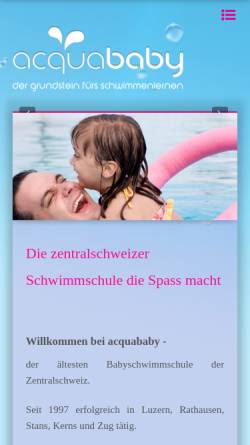 Vorschau der mobilen Webseite www.acquababy.ch, Acqua Baby - Udligenswil