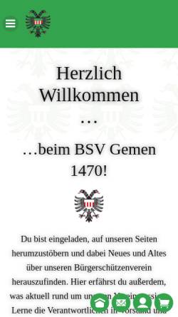 Vorschau der mobilen Webseite www.buergerschuetzenverein-gemen.de, Bürgerschützenverein Gemen 1470 e.V.
