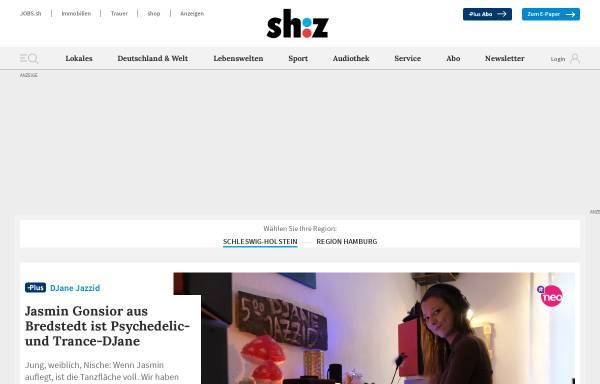 Vorschau von www.shz.de, Schleswig-Holsteinischer Zeitungsverlag GmbH