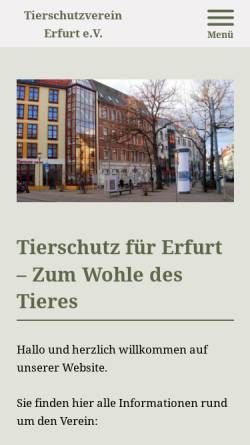 Vorschau der mobilen Webseite www.tierschutz-erfurt.de, Tierschutzverein Erfurt e.V.