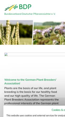 Vorschau der mobilen Webseite www.bdp-online.de, Bundesverband Deutscher Pflanzenzüchter e.V.
