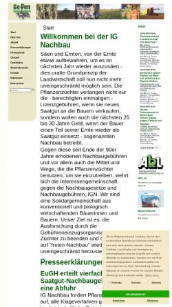 Vorschau der mobilen Webseite www.ig-nachbau.de, Interessengemeinschaft gegen die Nachbaugesetze und Nachbaugebühren