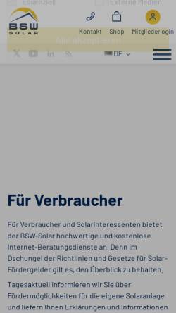 Vorschau der mobilen Webseite www.solartechnikberater.de, Förderinfos zur Solarenergie