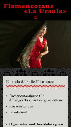 Vorschau der mobilen Webseite www.flamencotanz-la-ursula.ch, La Ursula