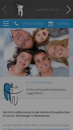 Vorschau der mobilen Webseite www.kfo-ibb.de, Dr. Sabine Mirsberger und Partner