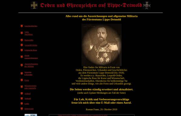 Vorschau von www.hausorden.de, Hausorden.de - Orden und Ehrenzeichen aus Lippe-Detmold