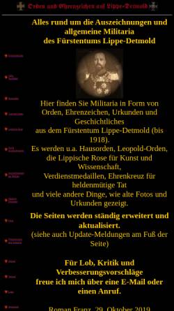 Vorschau der mobilen Webseite www.hausorden.de, Hausorden.de - Orden und Ehrenzeichen aus Lippe-Detmold