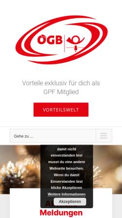 Vorschau der mobilen Webseite www.gpf.at, Gewerkschaft der Post- und Fernmeldebediensteten [GPF]