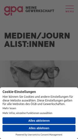 Vorschau der mobilen Webseite www.dup.or.at, Gewerkschaft Druck, Jornalismus und Papier [DJP]