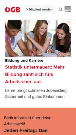 Vorschau der mobilen Webseite www.oegb.at, Österreichischer Gewerkschaftsbund [ÖGB]