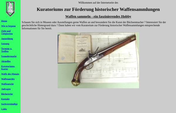 Vorschau von www.waffensammler-kuratorium.de, Waffensammler Kuratorium