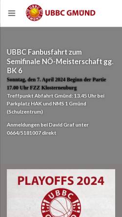 Vorschau der mobilen Webseite www.ubbc-gmuend.at, UBBC Gmünd