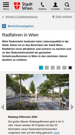 Vorschau der mobilen Webseite www.wien.gv.at, Radfahren in Wien