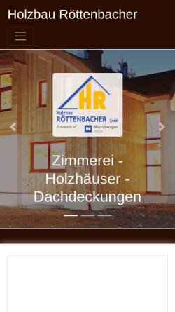 Vorschau der mobilen Webseite www.holzbau-roettenbacher.de, Holzbau Röttenbacher