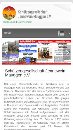 Vorschau der mobilen Webseite www.mauggen.de, Schützenverein Jennewein Mauggen e.V.