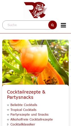 Vorschau der mobilen Webseite www.rezepte-cocktails.de, Cocktails & Spirituosen