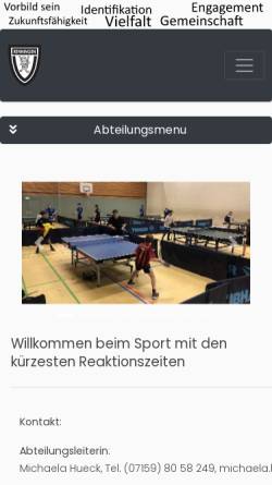 Vorschau der mobilen Webseite www.spvgg-renningen.de, SpVgg Renningen Tischtennisabteilung