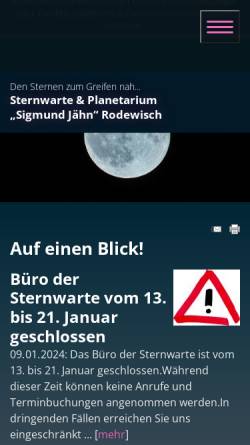 Vorschau der mobilen Webseite www.sternwarte-rodewisch.de, Sternwarte Rodewisch