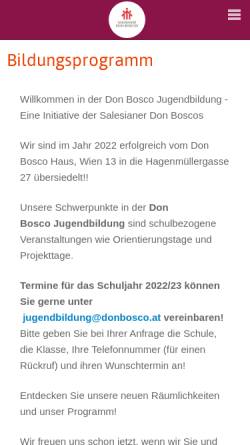 Vorschau der mobilen Webseite www.donboscohaus.at, Don Bosco-Haus Wien