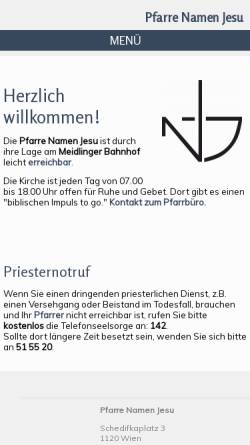 Vorschau der mobilen Webseite www.namenjesu.com, 12., Pfarre Namen Jesu