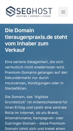 Vorschau der mobilen Webseite tieraugenpraxis.de, Lohmann, Birgit Dr. med. vet., Tierärztliche Augenheilkunde