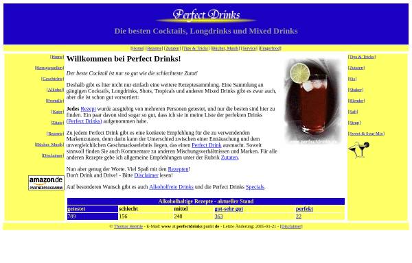 Vorschau von www.perfectdrinks.de, Perfect Drinks