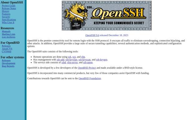 Vorschau von www.openssh.com, OpenSSH