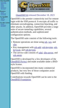 Vorschau der mobilen Webseite www.openssh.com, OpenSSH