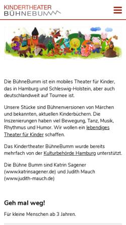 Vorschau der mobilen Webseite www.buehnebumm.de, Hamburg, Bühne Bumm