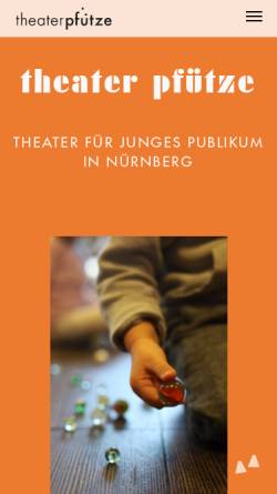 Vorschau der mobilen Webseite www.theater-pfuetze.de, Nürnberg, Theater Pfütze