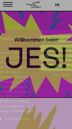 Vorschau der mobilen Webseite www.jes-stuttgart.de, Stuttgart, Das junge Ensemble (JES)