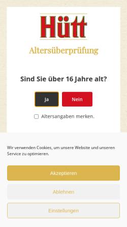 Vorschau der mobilen Webseite www.huett.de, Hütt-Brauerei Bettenhäuser GmbH & Co. KG