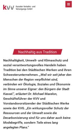 Vorschau der mobilen Webseite www.kvvks.de, Kasseler Verkehrs- und Versorgungs GmbH