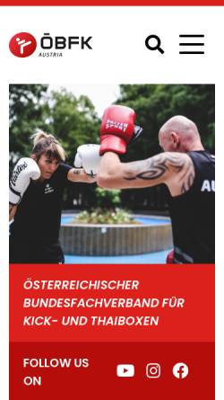 Vorschau der mobilen Webseite www.kickboxen.com, Österreichischer Bundesfachverband für Kick- und Thaiboxen