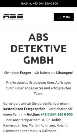 Vorschau der mobilen Webseite www.abs-detektive.at, ABS -Detektive Roland Rameseder KEG