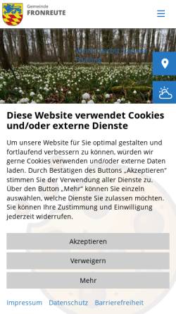 Vorschau der mobilen Webseite www.fronreute.de, Fronreute