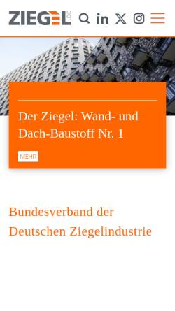 Vorschau der mobilen Webseite ziegel.de, Bundesverband der deutschen Ziegelindustrie E.V.