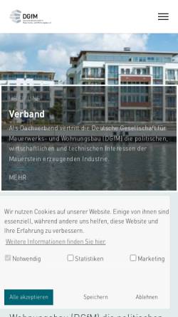 Vorschau der mobilen Webseite www.dgfm.de, Deutsche Gesellschaft für Mauerwerksbau e.V.