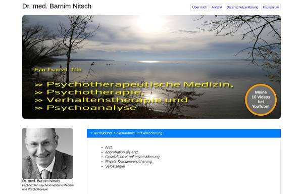 Vorschau von www.psychotherapie-dr-nitsch.de, Dr. med. Barnim Nitsch